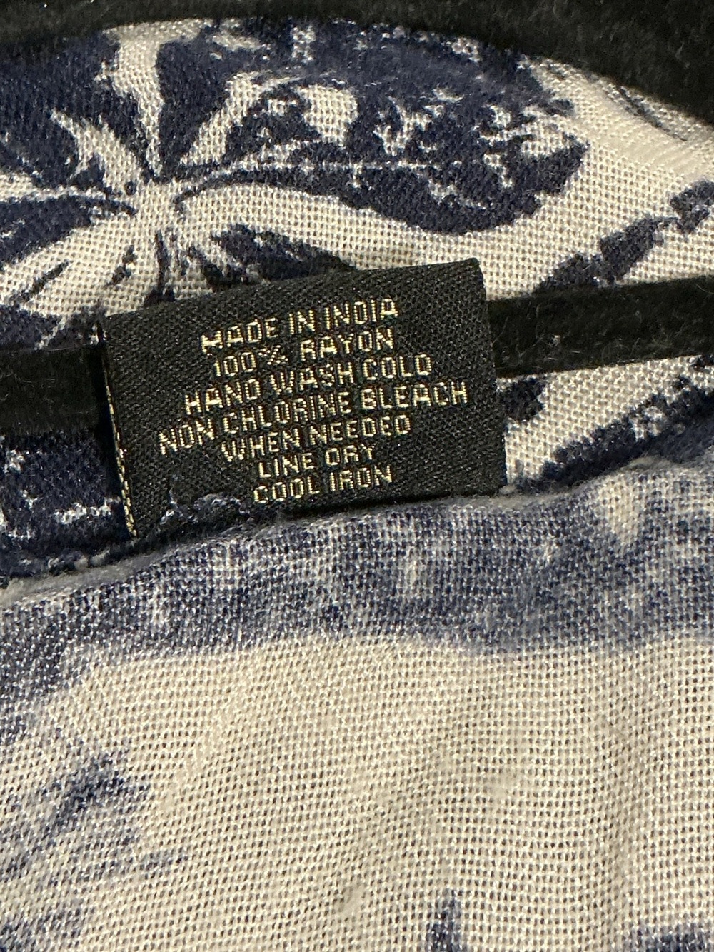 SAACHI Tropical Woodblock Short Duster Navy Ivory Rayon Kimono One Size - Picture 5 of 5